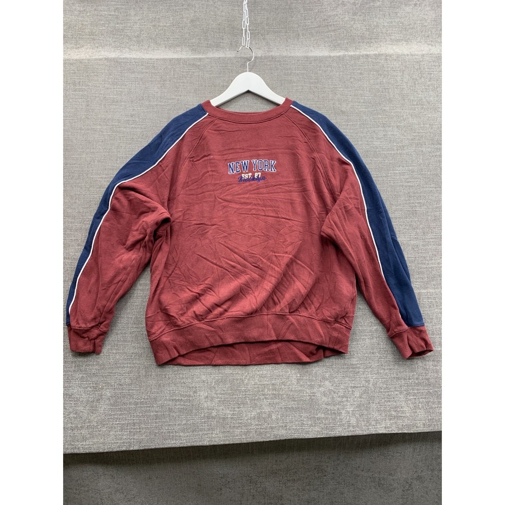 Aeropostale Cloud Soft New York Sweatshirt Mens Medium Maroon Blue Colorblock